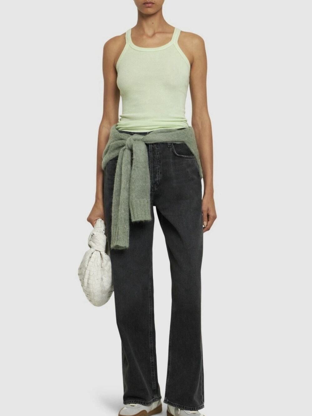 NWT RE/DONE Hanes Ribbed Cotton Tank In Soft Pastel Green SZ XS